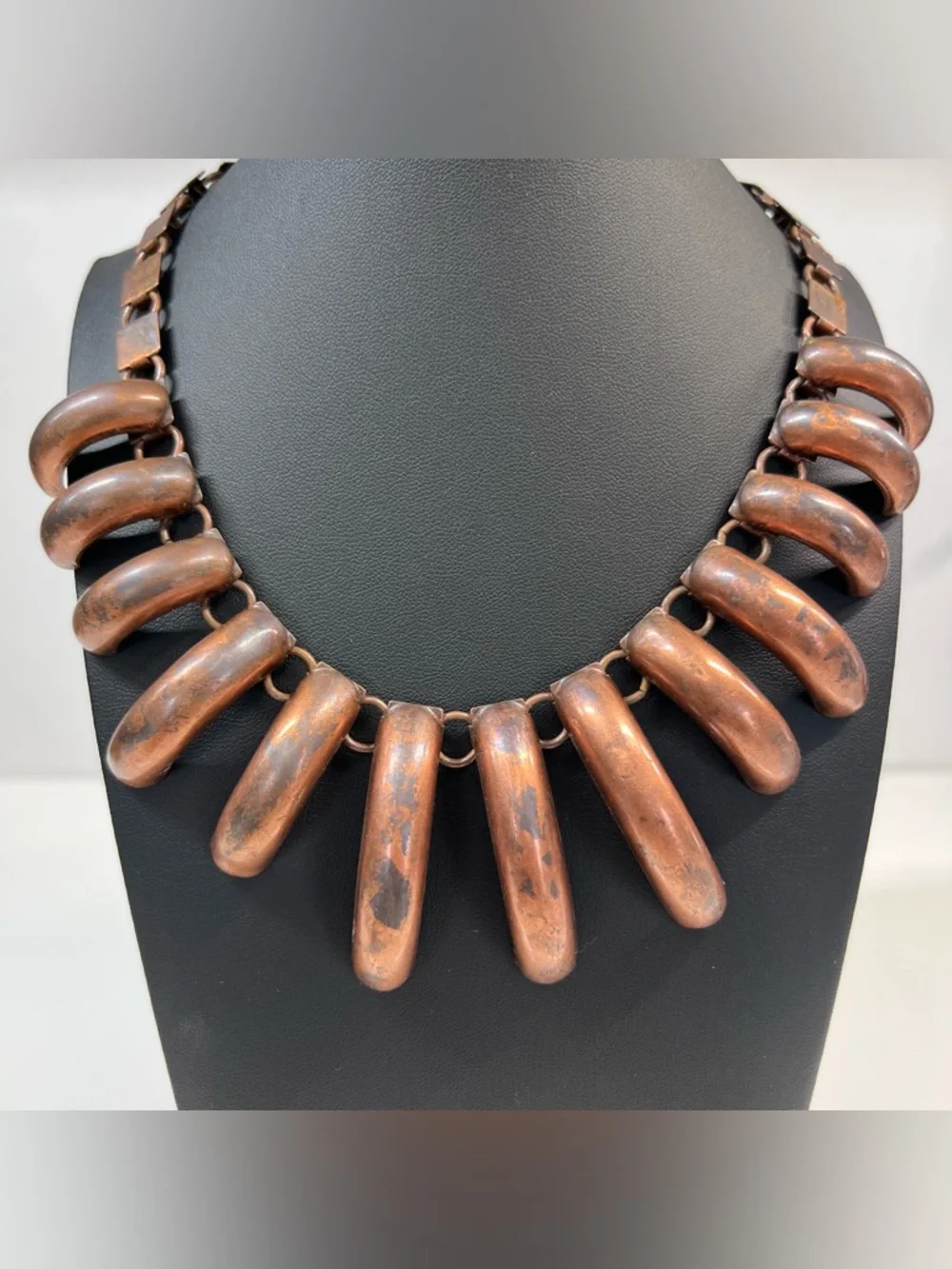 Modernist Copper Bib Collar Necklace